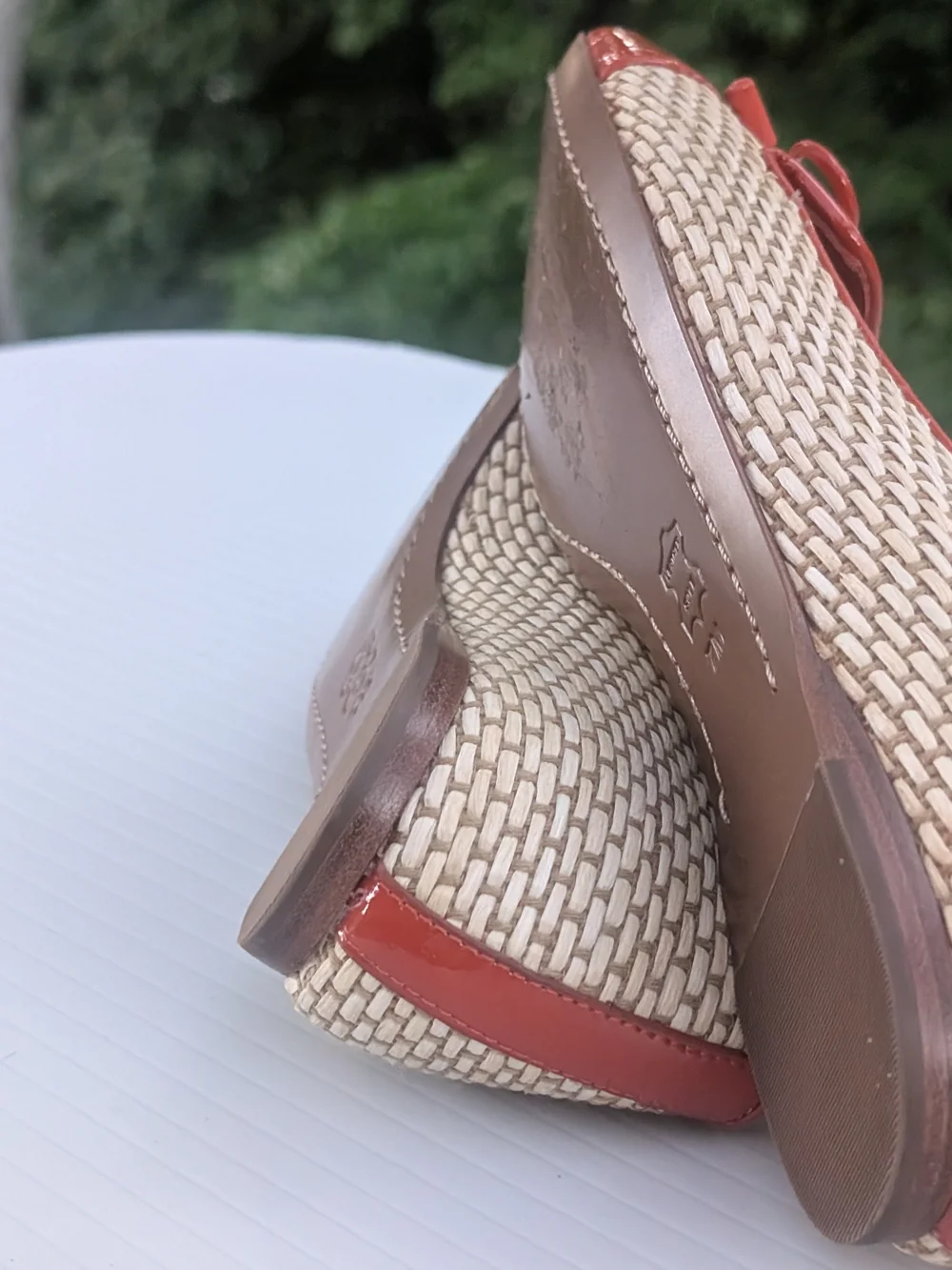 Tory Burch Coral Patent & Woven Ballet Flats